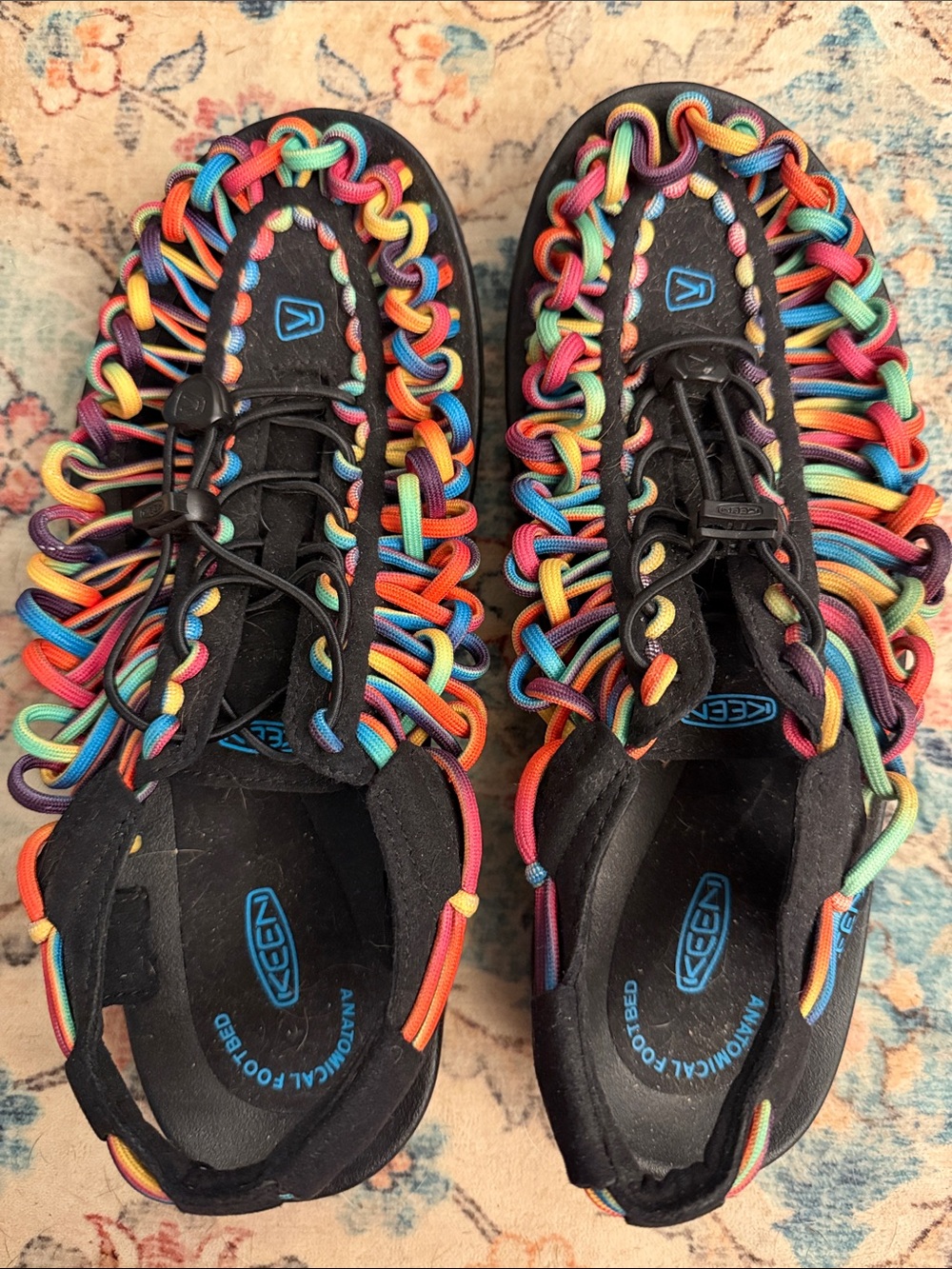 KEEN women’s ' Rainbow Rope Sandals - Black with Multicolor